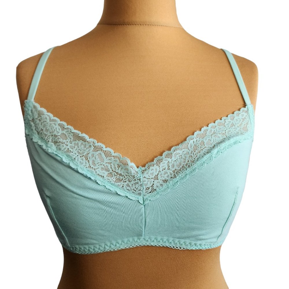 Savage X Fenty Womens Blue Lace Detail Bralette Size XL